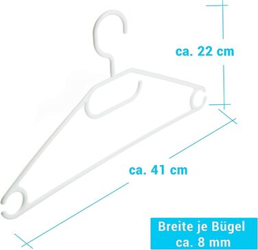 Вішалок з білого пластику, поворотний гачок, 41 см, пластик, 50 шт. , виготовлено в ЄС, 100 перероблено, модель Lea, 50