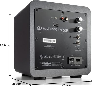 Активний сабвуфер Audioengine S6 15 см, компактні і потужні баси - 210 Вт