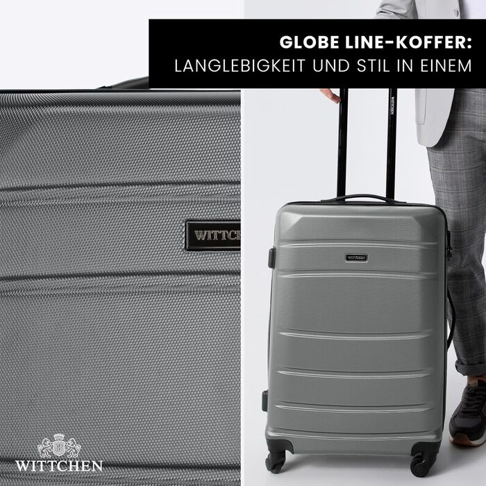Валіза ручної поклажі WITTCHEN Globe Line сірого кольору з ABS-пластику та кодовим замком | 25 x 33 x 16,5 см | Підходить для Lufthansa, Eurowings, Ryanair, Condor, Discover Airlines