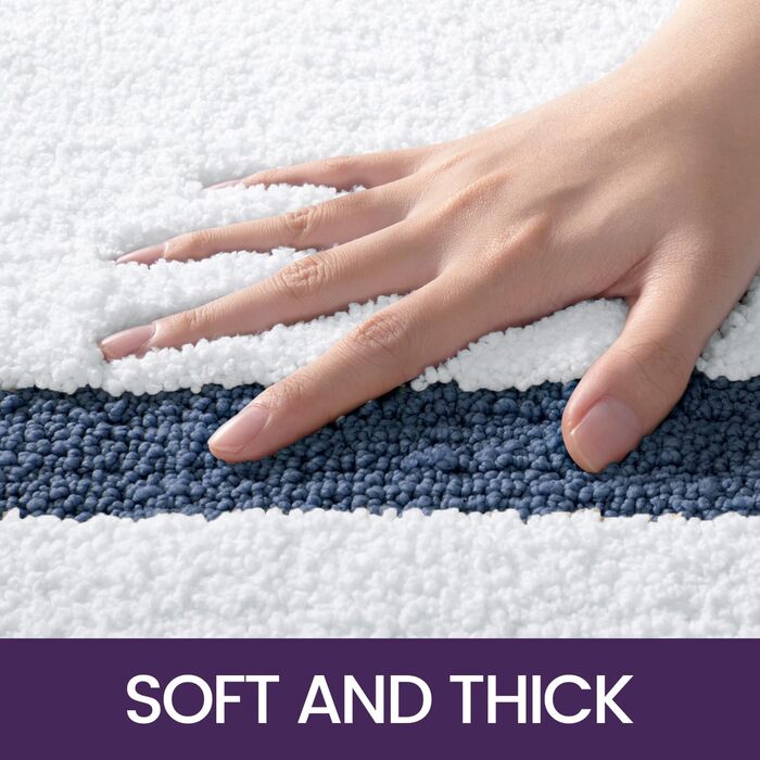 Килимок для ванної кімнати DEXI, 44 x 76 см, синій, неслизький, машинне прання, вбираючий, овальний