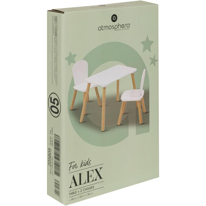 Atmosphera Набір дитячий: стіл та 2 стільці Alex, білий, 3 шт.