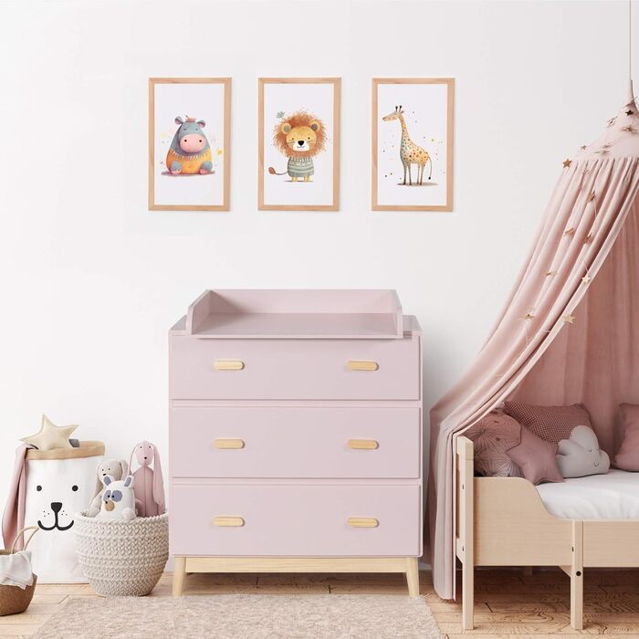 Комод з пеленальним столиком Rebecca Mobili, Aqua Grün Braun, 100 x 80 x 42 см, Kiefern MDF, артикул RE6985