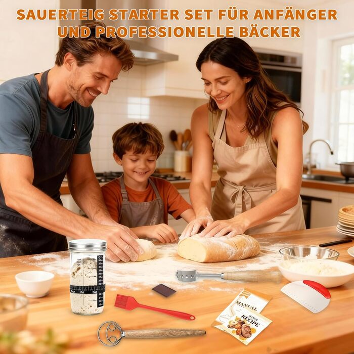 Набір для приготування закваски Daity: 12 предметів для випікання хліба, з підігрівачем, овальний гніт для підйому тіста 28см з силікону, для початківців та професіоналів
