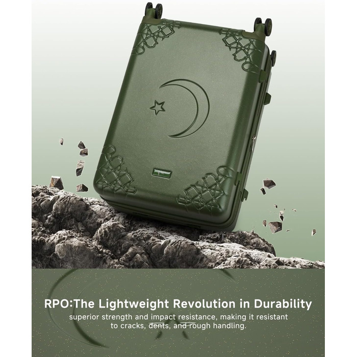 Набір валіз Sea Choice: 3 валізи з жорстким корпусом, розширювані, на 4 колесах, легкі, з TSA замком (зелений, ручна поклажа 20 дюймів)