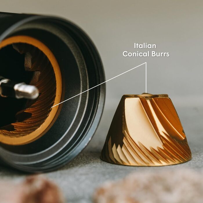 Ручна кавомолка AeroPress - портативна кавомолка з титановим покриттям, 60 ступенів помелу, для AeroPress, еспресо, френч-прес, мока-кава