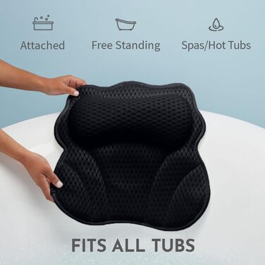 Подушка для ванни WONDERfoam з ергономічною підтримкою голови, шиї та спини, антиковзаюча, машинного прання, дихаюча, швидковисихаюча, сітчаста