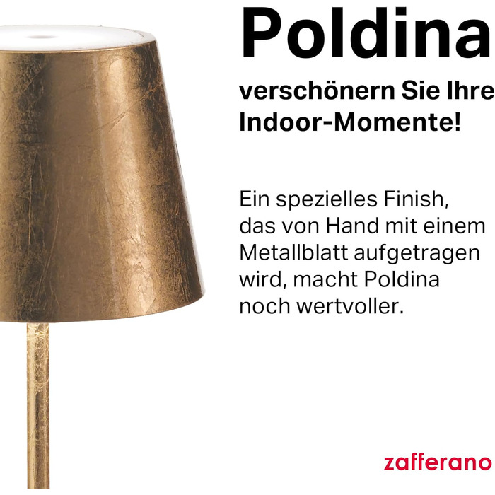Zafferano Poldina Pro: Бездротова LED-лампа з регулюванням, 38 см, золото, диммер