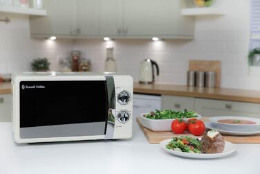 Мікрохвильова піч Russell Hobbs RHMM701C Solo, 17 л, 700 Вт, кремовий колір - з таймером, розморожуванням та 5 рівнями потужності