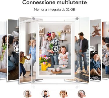 Цифрова фоторамка 15.6 дюймів з Wi-Fi, HD IPS сенсорний екран 1920x1080, 32ГБ пам'яті, підтримка Frameo App, автоматичний поворот зображення