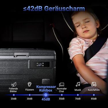 Холодильник автомобільний компресорний AAOBOSI з Wi-Fi керуванням, 45L, -20°C, чорний