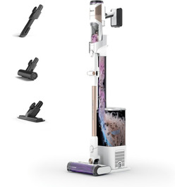 Пылесос Shark Clean & Empty BU3521EU: акумуляторный, самоочищающийся, для шерсти животных, ковров и твердых полов, с LED-подсветкой, тихий, белый/синий