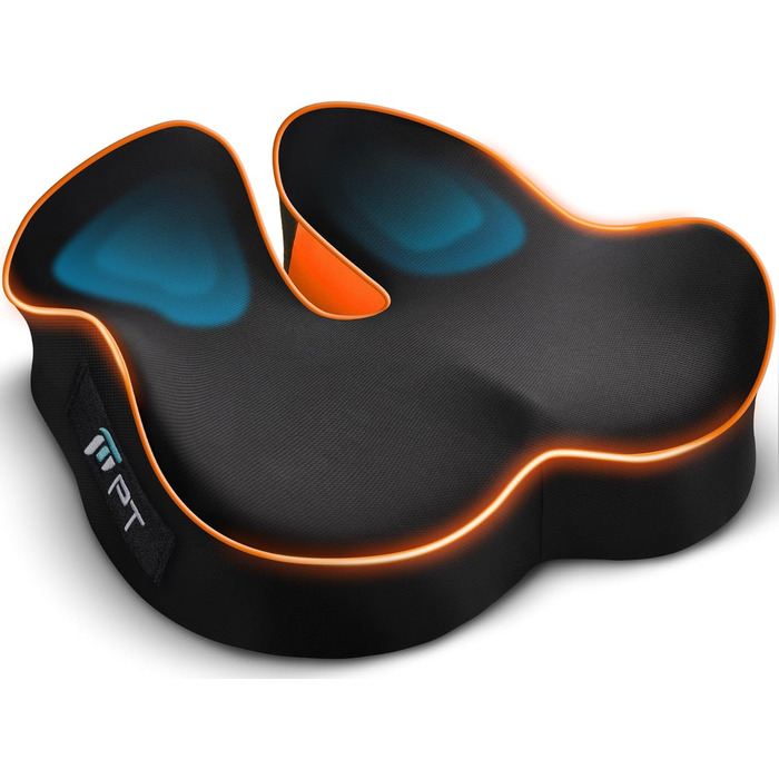 Ергономічна подушка для сидіння з Memory Foam для офісного крісла та авто, подушка для офісу, авто та дому, знімний чохол, протиковзаюча поверхня, розмір M (60–85 кг) (L-Extra Fest (110–140 кг))