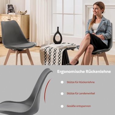 Набір з 2-х обертових кухонних стільців Woltu для їдальні, з масиву дерева та штучної шкіри, сірого кольору, до 120 кг