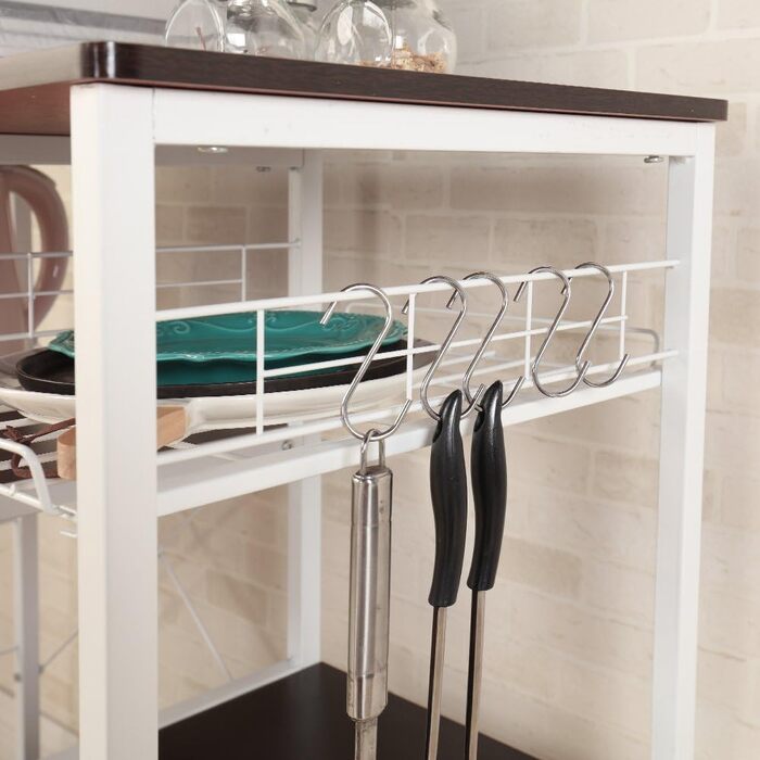 Стелаж кухонний Sogesfurniture W5S-BK-BH, 90x40x83 см, чорний & горіх (мікрохвильова піч, хліб)