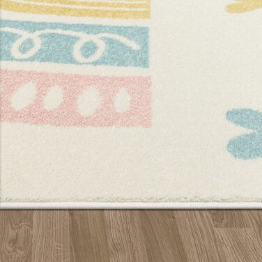Домашній дитячий килим TT для хлопчиків і дівчаток, дитячий килим у формі серця, сучасна Райдужна пастель, Колір Розмір (160x220 см, рожево-блакитний кремовий)