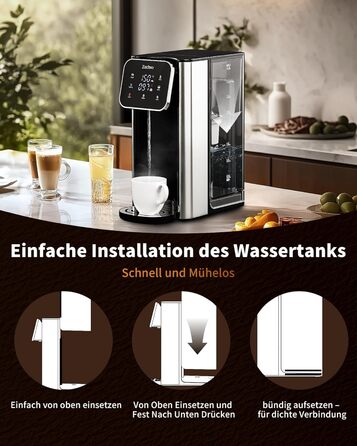 ЗACHVO Дозатор гарячої води UR05-2200W: миттєве гаряче водопостачання, 4 температурні режими, 3 об'єми, 4л бак, компактний та енергоефективний, захист від перегріву, дитячий замок, для кухні та офісу, фільтр з активованого вугілля