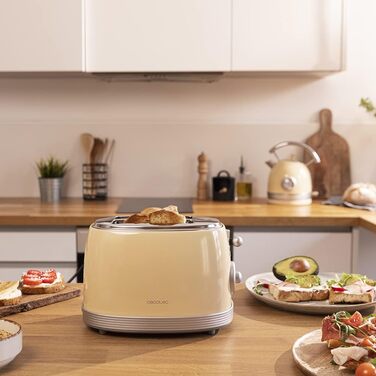 Тостер Cecotec Toast&Taste 800 Vintage Light: 850 Вт, 2 слоти, нержавіюча сталь, зелений, вінтажний стиль