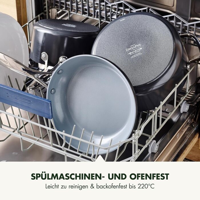 Сковорода GreenPan Valencia Pro з антипригарним покриттям Harteloxierte, 20 см та 26 см, не містить PFAS, нержавіюча сталь, індукція, придатна для миття в посудомийній машині та духовці, сірий колір