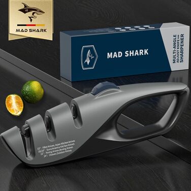 Точилка для ножів Mad Shark - 5 кутів заточування, для кишенькових та кухонних ножів, з неслизькою ручкою