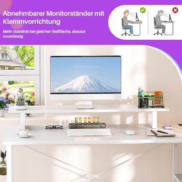 Ігровий кутовий стіл L-подібної форми з LED-підсвічуванням та розетками, 120x70 см, колір дуб (білий)