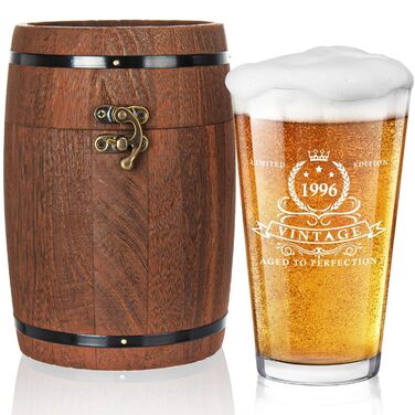 Пивний келих LIGHTEN LIFE 450 мл в дерев'яній подарунковій коробці - Ідеальний подарунок чоловікові на 60 років (1966 рік народження)