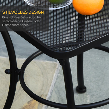 Outsunny Side Table Чорний садовий стіл 45x45x50см Металевий балконний столик Журнальний столик для патіо та саду