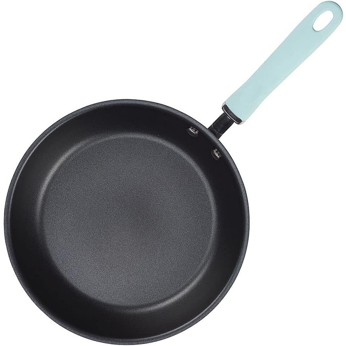 Набір посуду Rachael Ray, 11 предметів, з антипригарним покриттям, з нержавіючої сталі, сірий з блакитними ручками