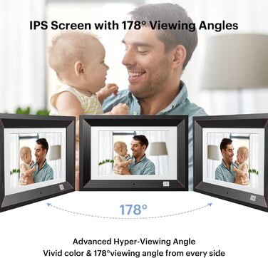 Цифровий фоторамка Kodak 10.1 дюйма з IPS-екраном, відтворення фото/музики/відео, календар, будильник, підтримка USB/SD, автоматичне обертання, з пультом керування, чорний