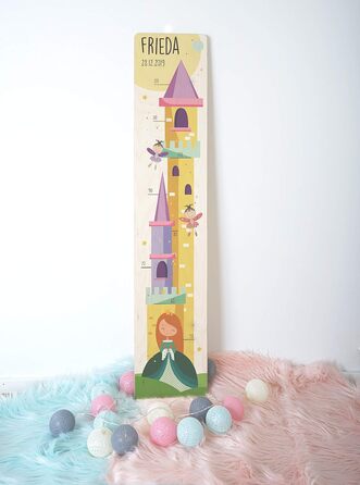 Вимірювальна палиця Holzura дитяча дерев'яна, вимірювальна палиця з іменем для дитячої кімнати, подарунок на день народження для хлопчика та дівчинки, дитяча вимірювальна палиця для вимірювання зросту (принцеса, натуральне дерево)