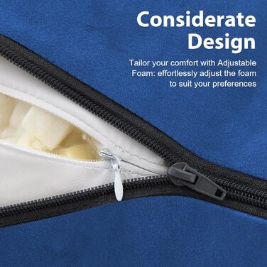 Подушка для читання з підлокотниками для дорослих, спинна подушка для відпочинку в ліжку, подушка з піною з пам'яті з кишенями та знімним, пральним чохлом, для відпочинку, перегляду телевізора