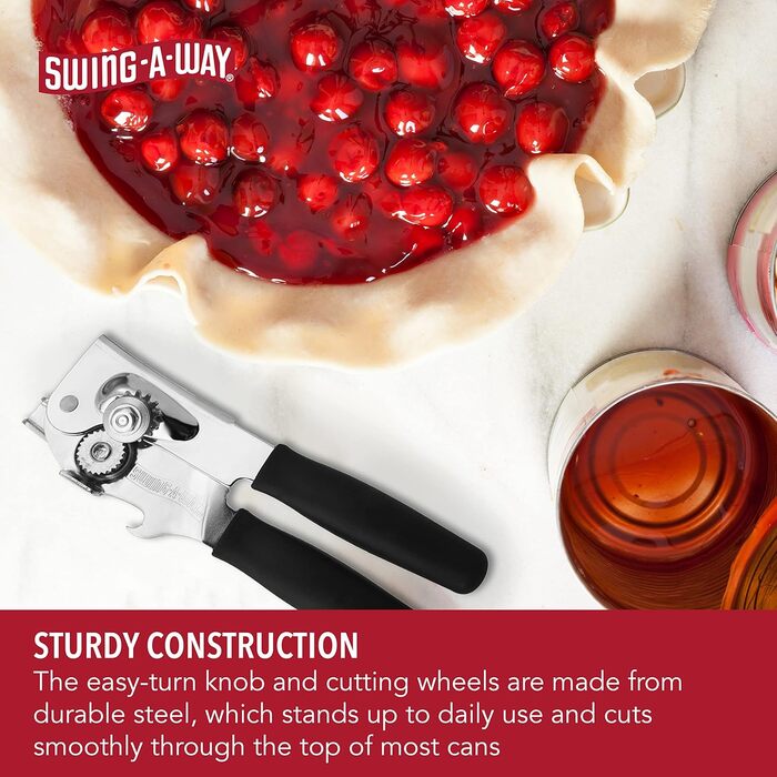 Swing-A-Way Портативний відкривачка для банок з ергономічною ручкою та відкривачка для пляшок, чорний