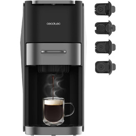Еспресо-машина Cecotec Freestyle Compact Black: 1350W, Thermoblock, 20 Bar, 4-в-1, для кави, Dolce Gusto, Nespresso, K-Fee (700мл)