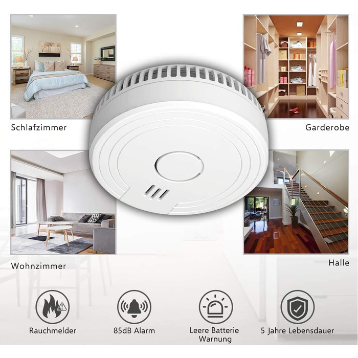 Набір датчиків диму ELRO FS1805M (6 шт.) | Магнітне кріплення | 5 років батареї та гарантія | Відповідає EN14604 | Білий