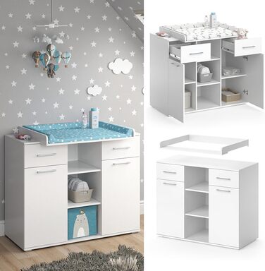 Комод-гойдалка Vicco Leonie з люлькою, білий, 113 x 100 см