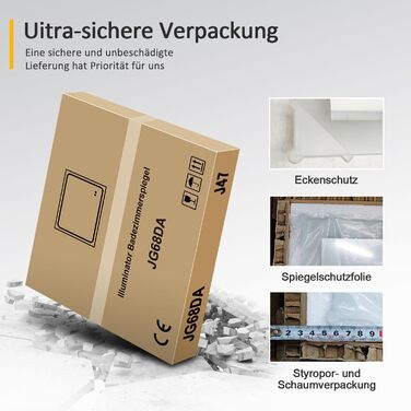 LED дзеркало для ванної кімнати 40x60 см з підсвічуванням, холодне біле світло 6500K, прямокутне, для монтажу на стіну