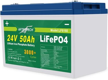 Літій-залізо-фосфатна батарея AFTERTECH Lifepo4 24 В 50 Ач, 3000 циклів, 1280 Втгод