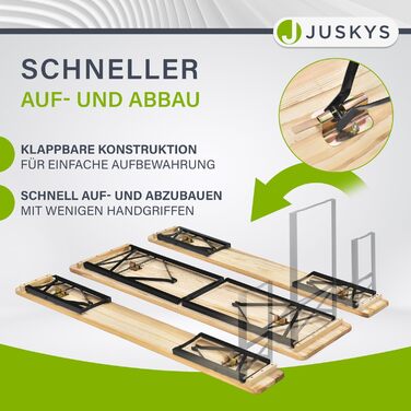 Набір пивних наметів Juskys Bichl з 3 предметів і складаний 170x46x77 см - Набір садових меблів Пивний стіл і 2 пивні лавки - Marquee Set Дерев'яний кемпінговий набір