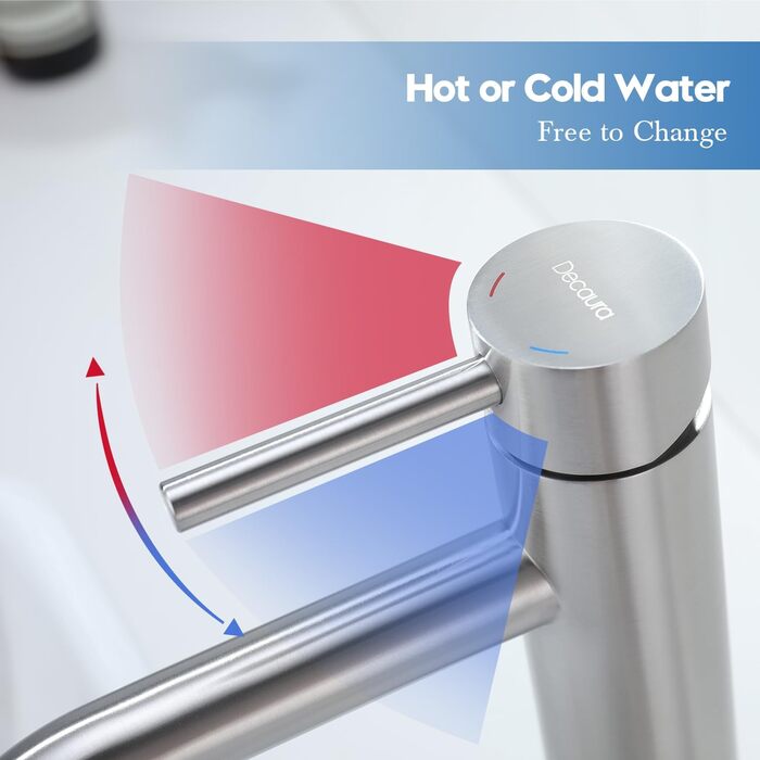 Змішувач для умивальника Decaura, хром, нержавіюча сталь, однорідний, висота виливу 250 мм, для накладної раковини