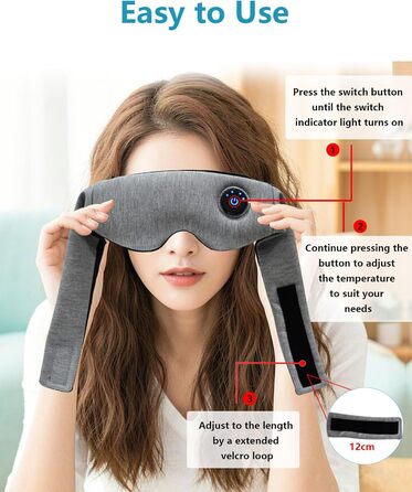 Тепла очна маска PJYU для лікування блефариту та сухості очей, USB-зарядка, миється