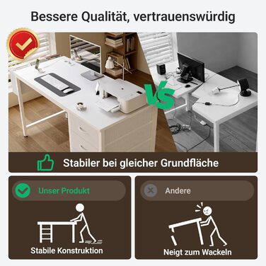 Компактний письмовий стіл Claiks з 3 ящиками, 100x60 см. Комп'ютерний стіл з розетками та USB-портами для дому та офісу