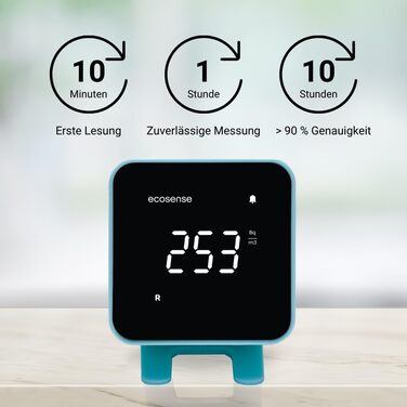 Виявлення радону Ecosense EB100 EcoBlu: моніторинг за 10 хвилин, простий у використанні, білий (блакитний)