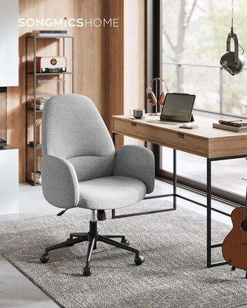 Офісний крісло SONGMICS HOME - регульоване, з підлокітниками, сіро-зелене, з бавовняно-льоновій тканини