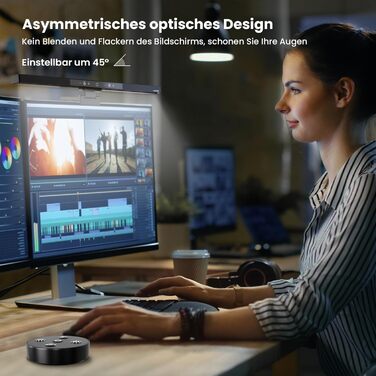 Моніторна лампа з пультом дистанційного керування, захист очей, регулювання яскравості та колірної температури, USB-лампа для монітора, ігровий офіс, дім