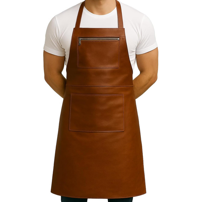 Шкіряний фартух великого розміру SID & VAIN - ручної роботи, світло-коричневий, для грилю, приготування їжі, офіціантів, чоловічий та жіночий