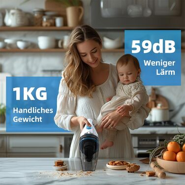 Акумуляторний ручний пилосос PowerClean 2400 для сухого та вологого прибирання з LED-підсвіткою, HEPA-фільтром та зарядною станцією, безмішковий