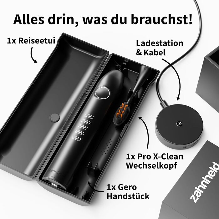 Електрична звукова зубна щітка Gero G3 з чохлом для подорожей та насадкою | 5 режимів чищення, тривалий час роботи акумулятора, білий колір