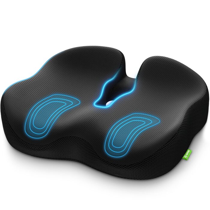 Ортопедична подушка для сидіння AUVON для офісного та автомобільного крісла, кільце для геморою, ергономічна - товстий пінополіуретан Memory Foam, міцна підтримка куприкової області та зняття болю, комфортне сидіння та покращення кровообігу