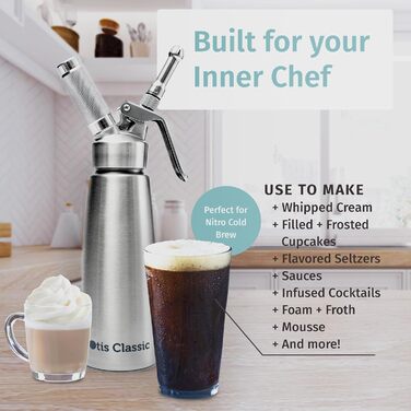 Дозатор для збивання вершків з нержавіючої сталі - Cream Whipper Otis Classic - 1 Pint