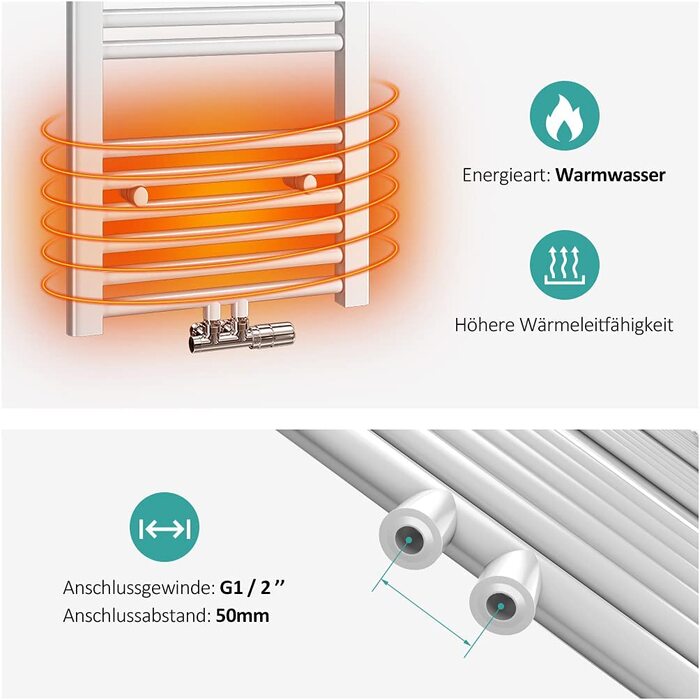 Рушникосушка EMKE Badheizkörper 1000x400 мм, біла, 356W