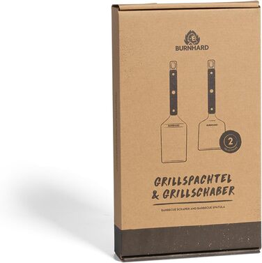 Набір гриль-посуду BURNHARD 5 предметів, 42 см, акацієве дерево, нержавіюча сталь. Комплектація: щипці, лопатка, виделка, щітка, знімач нагару.